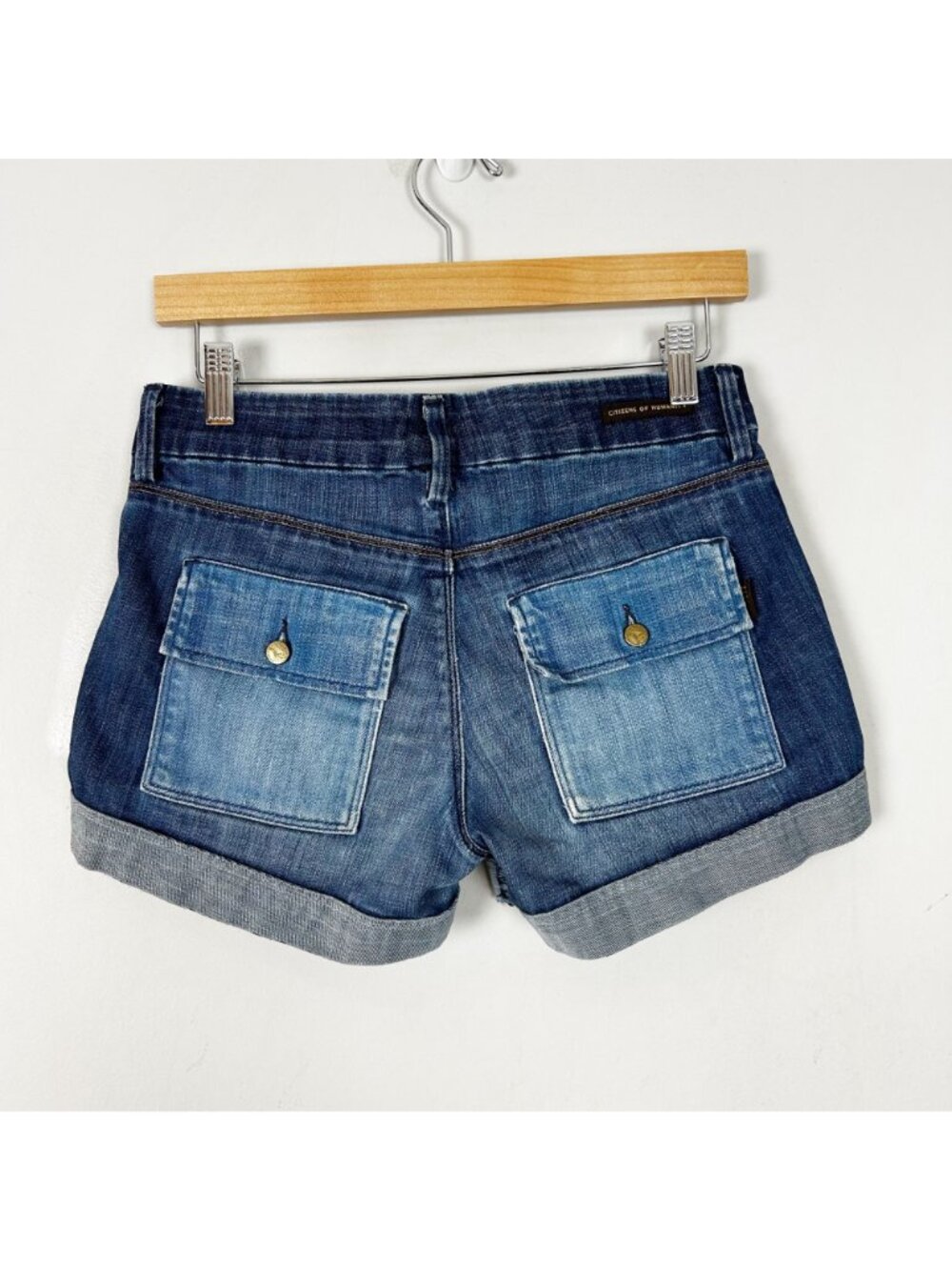 Y2K Citizens of Humanity COH Patchwork Denim Cuffed Shorts Size 26 Women's - Picture 3 of 7